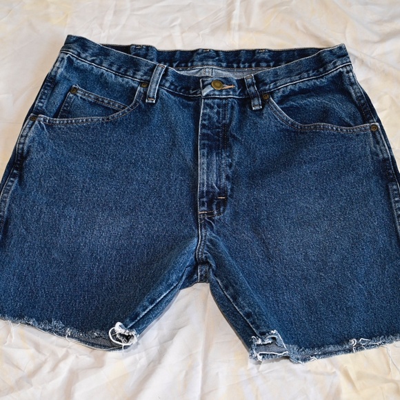 Upcycled Wrangler Denim Short Shorts, Mid-Thigh - Picture 3 of 5